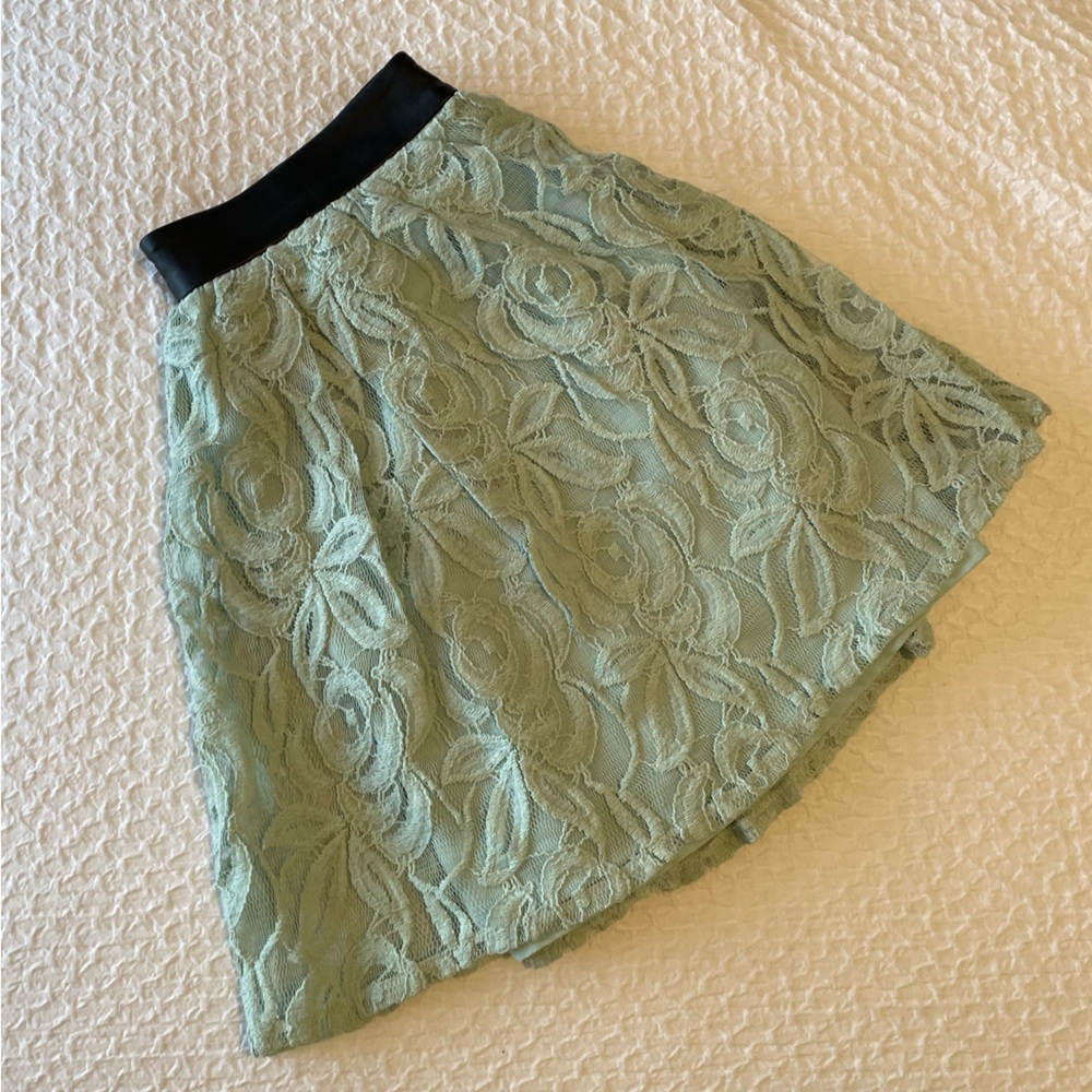 Bcbgeneration Turquoise Blue Floral Leather Skirt size small